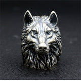 Bague loup viking fenrir de face