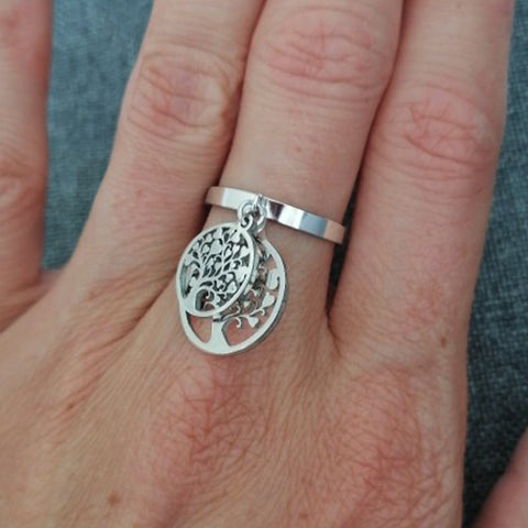 double anneau viking arbre de vie argenté en pendentif de l'anneau au doigt porté