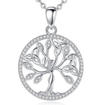 Eudora 925 Sterling Silver Tree of Life Necklace for Women Man Elegant White Zircon Mother Pendant Trendy Jewelry Party Gift