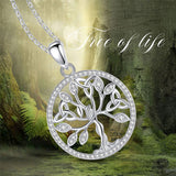 Eudora 925 Sterling Silver Tree of Life Necklace for Women Man Elegant White Zircon Mother Pendant Trendy Jewelry Party Gift