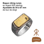 Bague viking rune ésotérique pour le courage