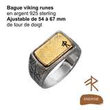 Bague viking rune ésotérique pour l'énergie