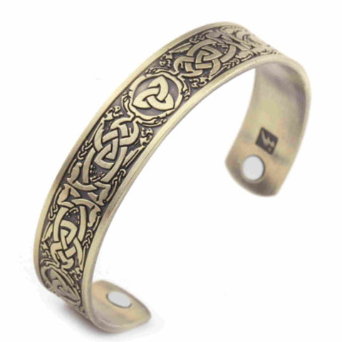 Bracelet viking femme triquetra nœud celtique cuivre couleur or