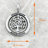 Pendentif rotatif en argent arbre de vie Yggdrasil dimensions