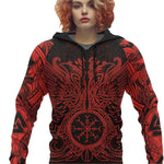 Sweat-shirt nordique dragon vegvisir valknut mélés en fresque