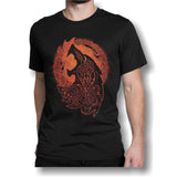 T-shirt viking loup fenrir fond noir dessin orange