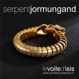 bracelet viking serpent dragon jormungand ecailles et gueule d'or