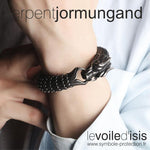 bracelet viking serpent dragon jormungand noir pour homme