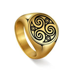 chevalière viking triskel nordique - bague couleur or -bijou pour doigt d'homme ou de femme