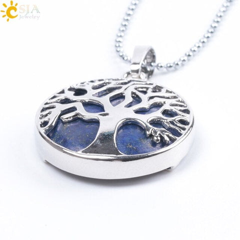 collier pendentif <br>arbre de vie Yggdrasil <br>Lapis Lazuli