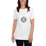 symbole viking gebo de l'amour sur rond gris clair t-shirt blanc