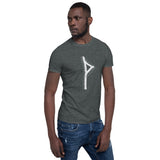symbole viking rune thrisaz canalisation des énergies intérieures - tee shirt gris foncé chiné - vue 2