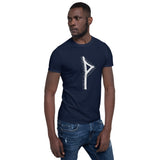 symbole viking rune thrisaz canalisation des énergies intérieures - tee shirt bleu marine - vue 2